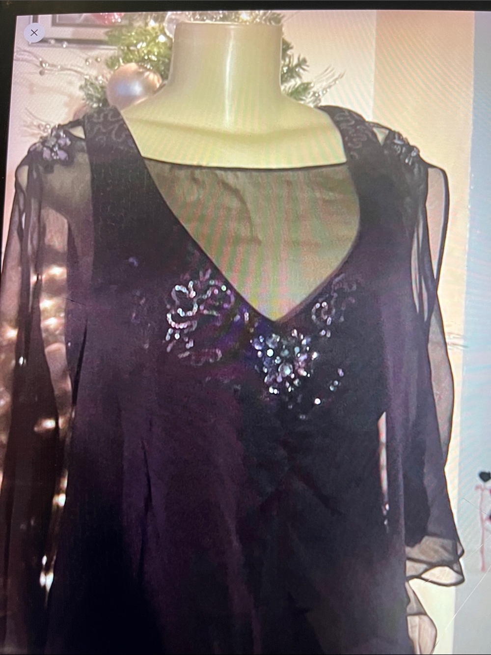 Strapless Black Sequin Evening Dress with Jewel Accent